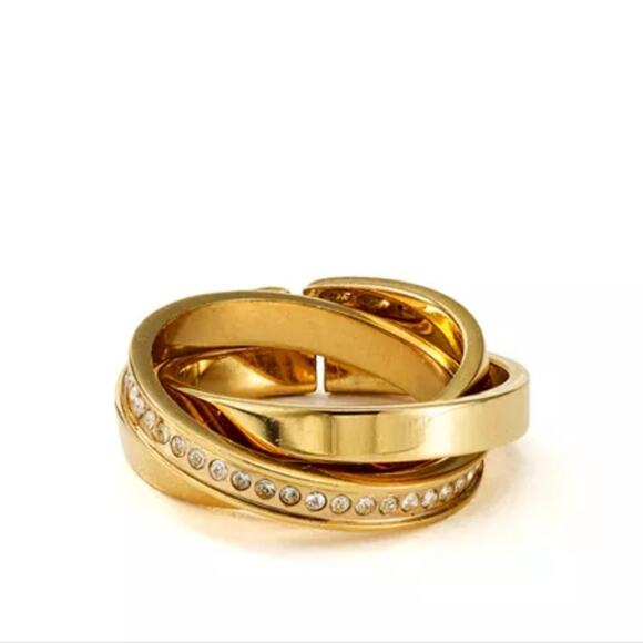 NEW Vita Fede Cassio Ring 24K Gold Plated Stackable Pave Swarovski Crystal Ring - Picture 6 of 11